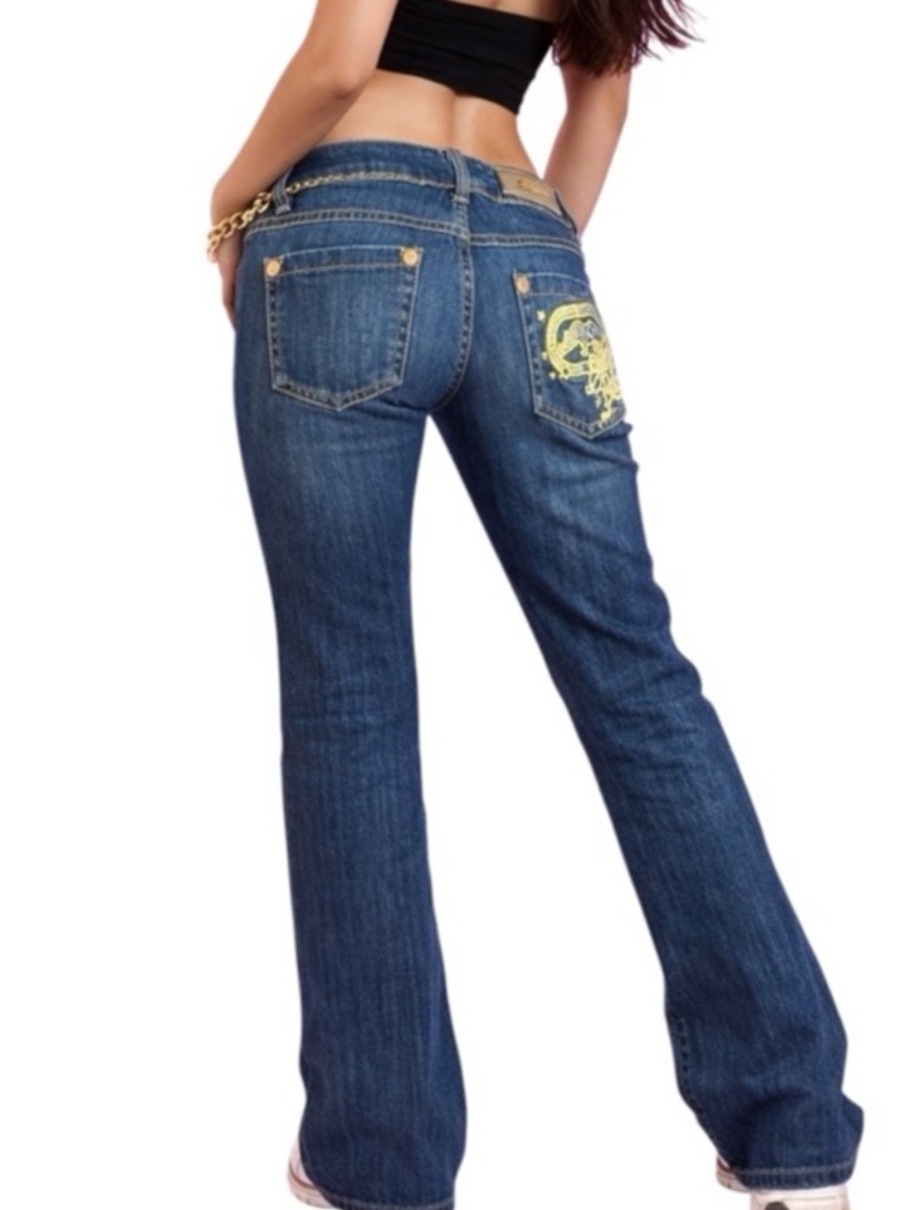 Y2K Ecko Red Bootcut Jeans Tag 3 US 2 Gold Embroidered Rhino Low Rise